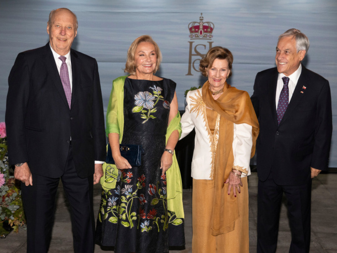 The King and Queen hosted a friendship dinner where President Sebastián Piñera and First Lady Cecilia Morel Montes were in attendance. Photo: Tom Hansen, Hansenfoto.no